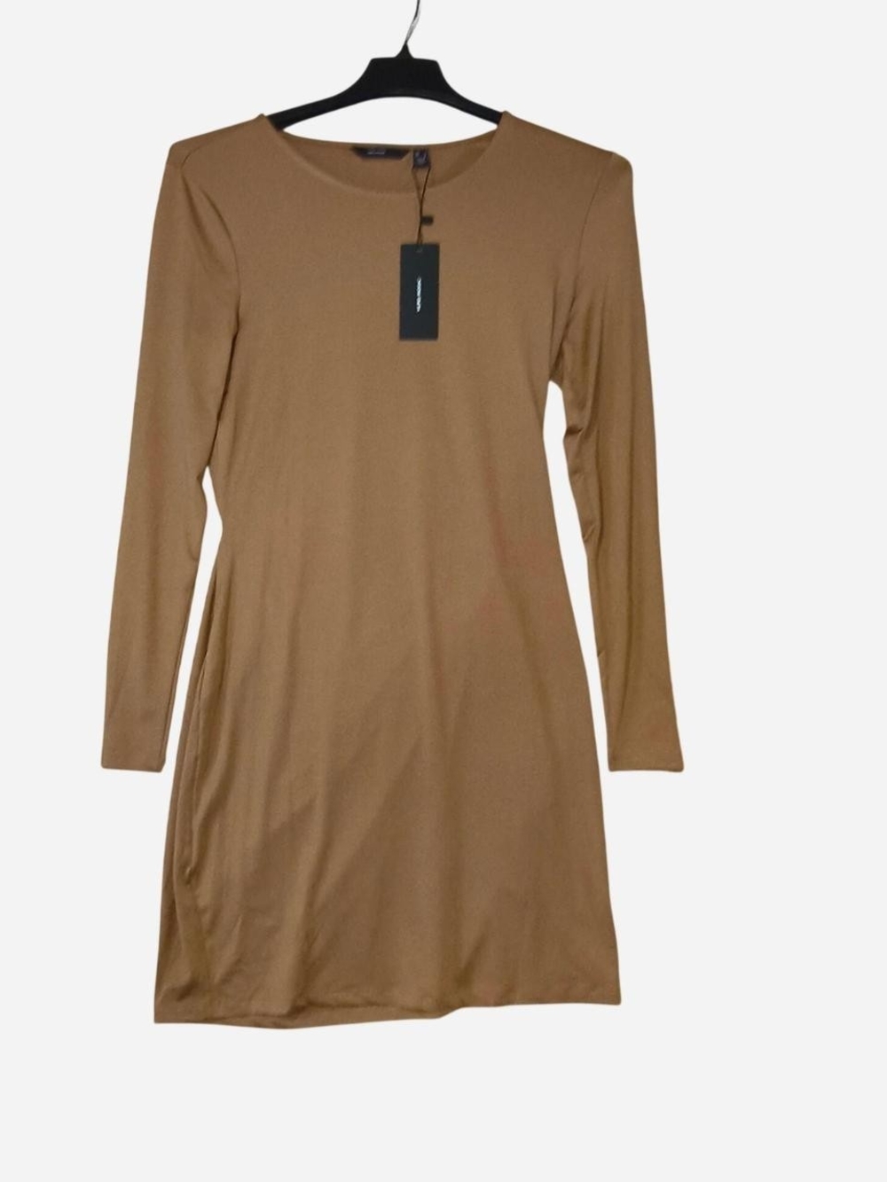 Vero Moda Camel Brown Long-Sleeve Shift Dress